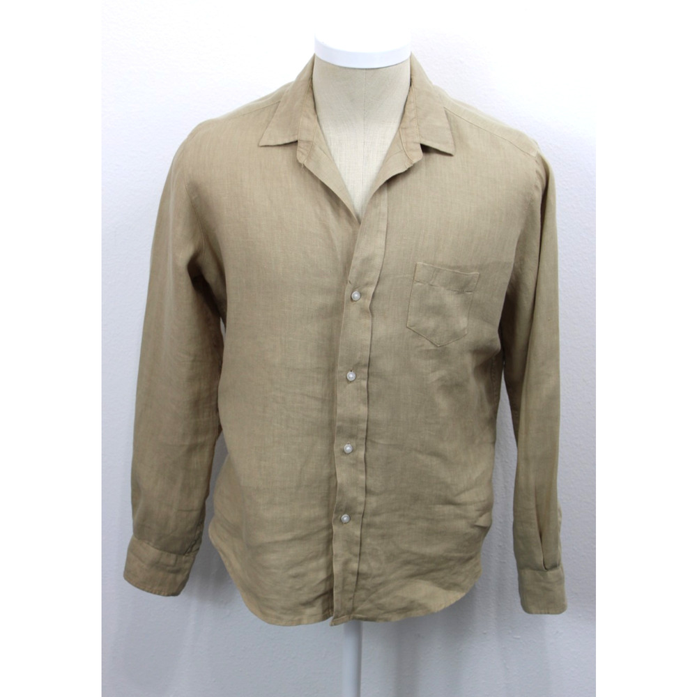 Frank & Eileen "Eileen" Sand Beige 100% Linen Button Up Shirt Women’s Small - Picture 2 of 8